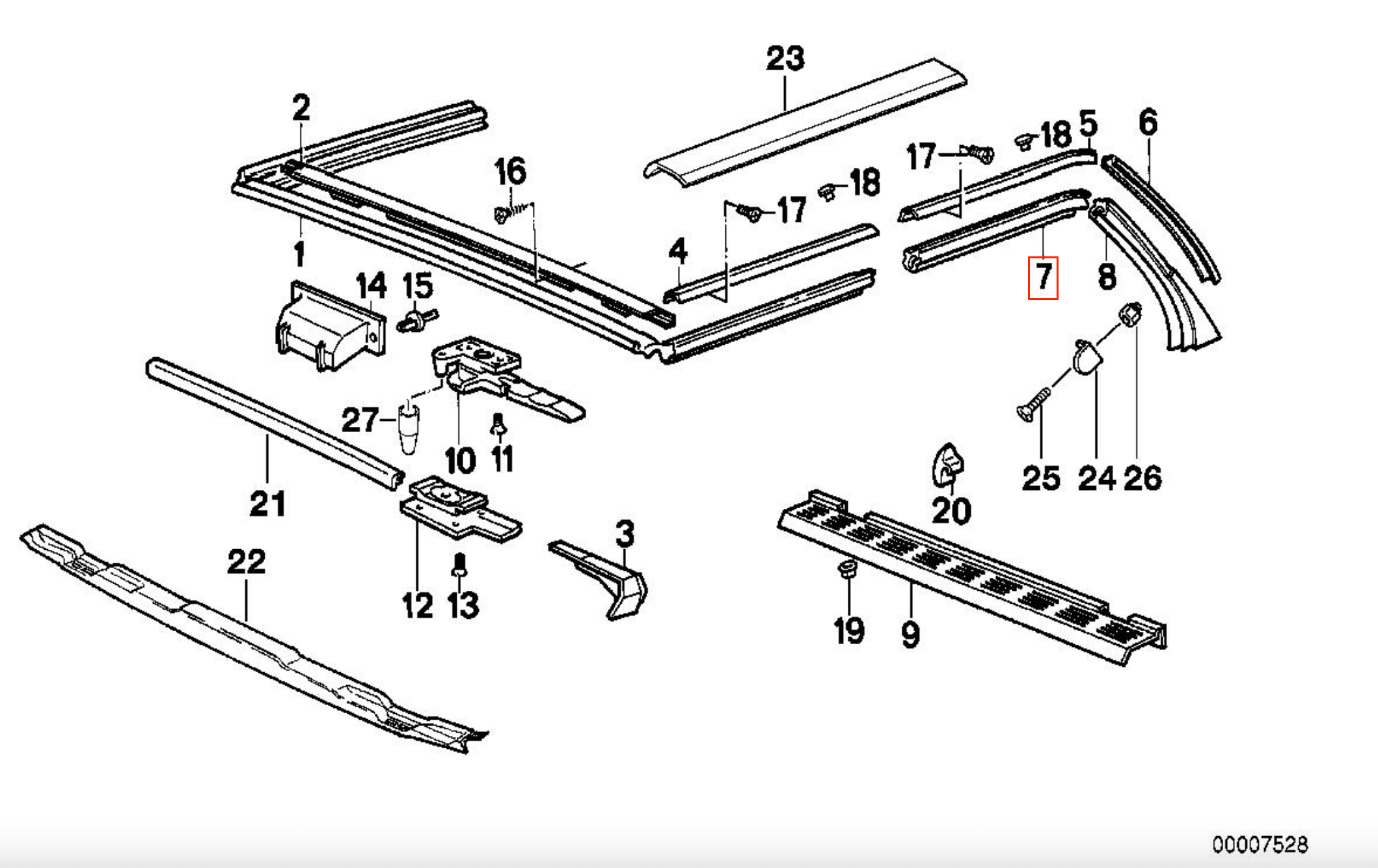 BMW E30 Cabrio Sealing Gasket Roof Hood Rear Left or Right (51328103193 / 51328103194) — view 4