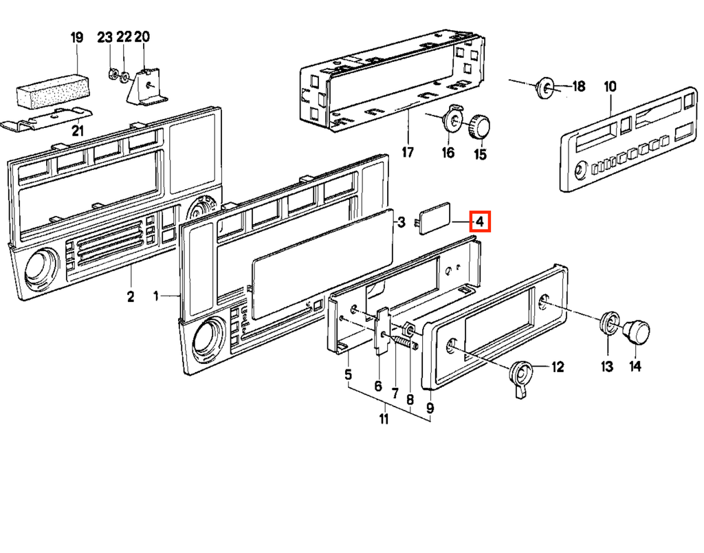 BMW E30 Centre Console Switch Blank with USB-Charge Port Black (64111368498) — view 4
