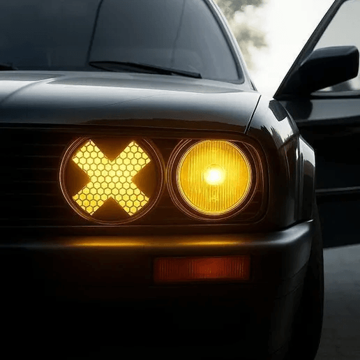 BMW E30 Cold Air Headligt X Honeycomb Black — view 4