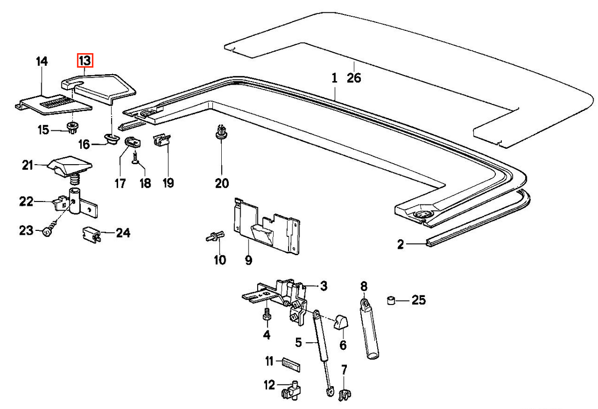 BMW E30 Convertible Tonneau Cover Trim Piece Left or Right Black (51131932869 / 51131932870) — view 4