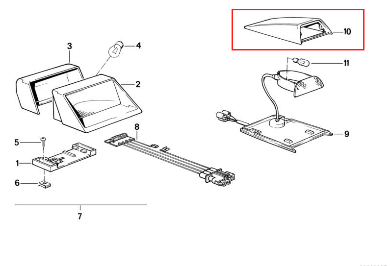 BMW E30 Convertible Cover Trunk Mount 3rd Third Brake Light Primed 63251386564 — view 4