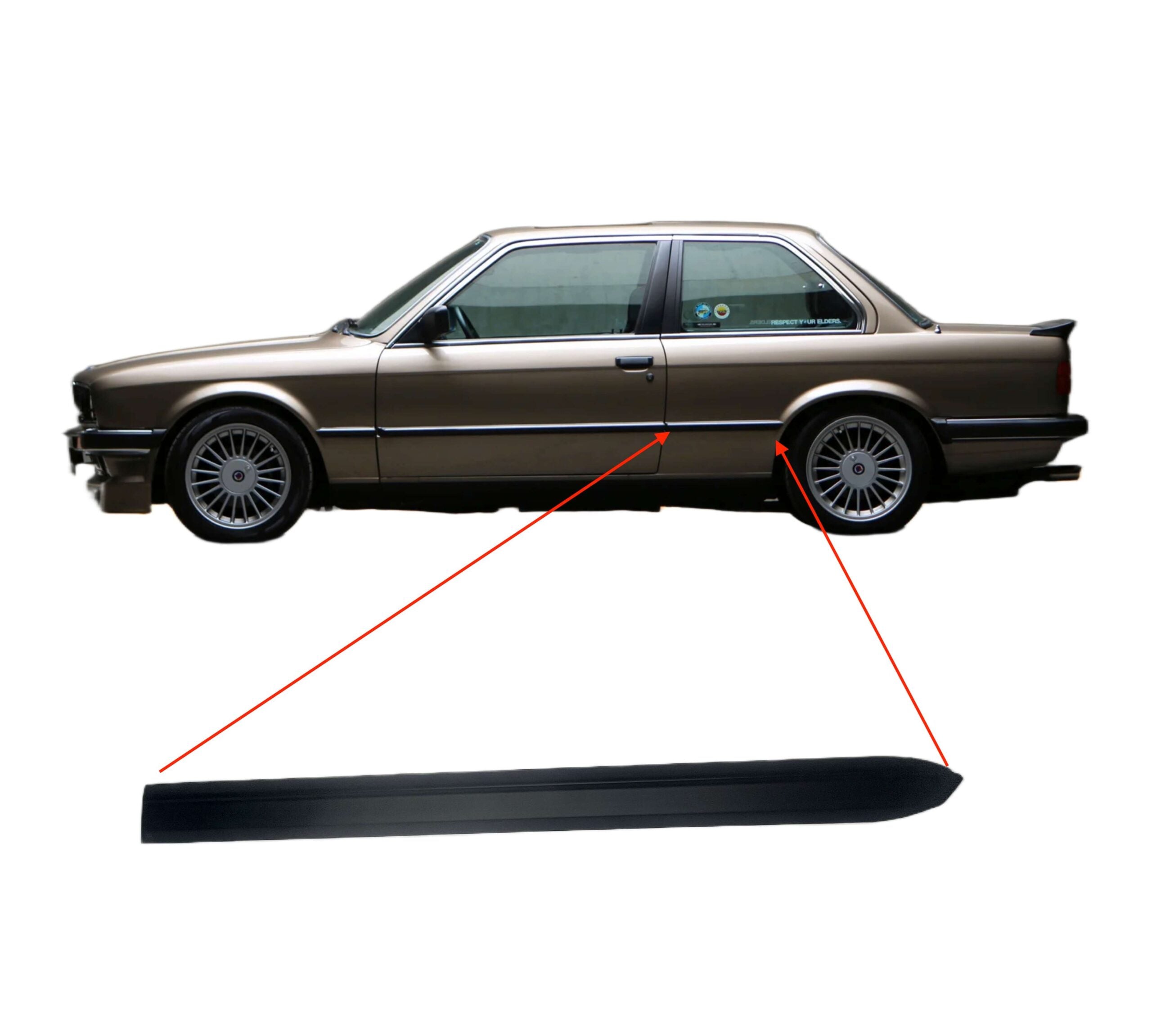 BMW E30 Coupe Black Trim Moulding for Side Panel Left or Right
