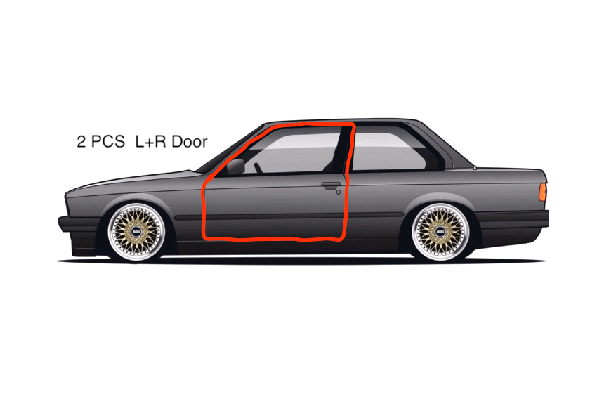 BMW E30 Coupe Door Seals Weatherstrip Set of 2 Left or Right (51711876151 / 51711876152) — view 3