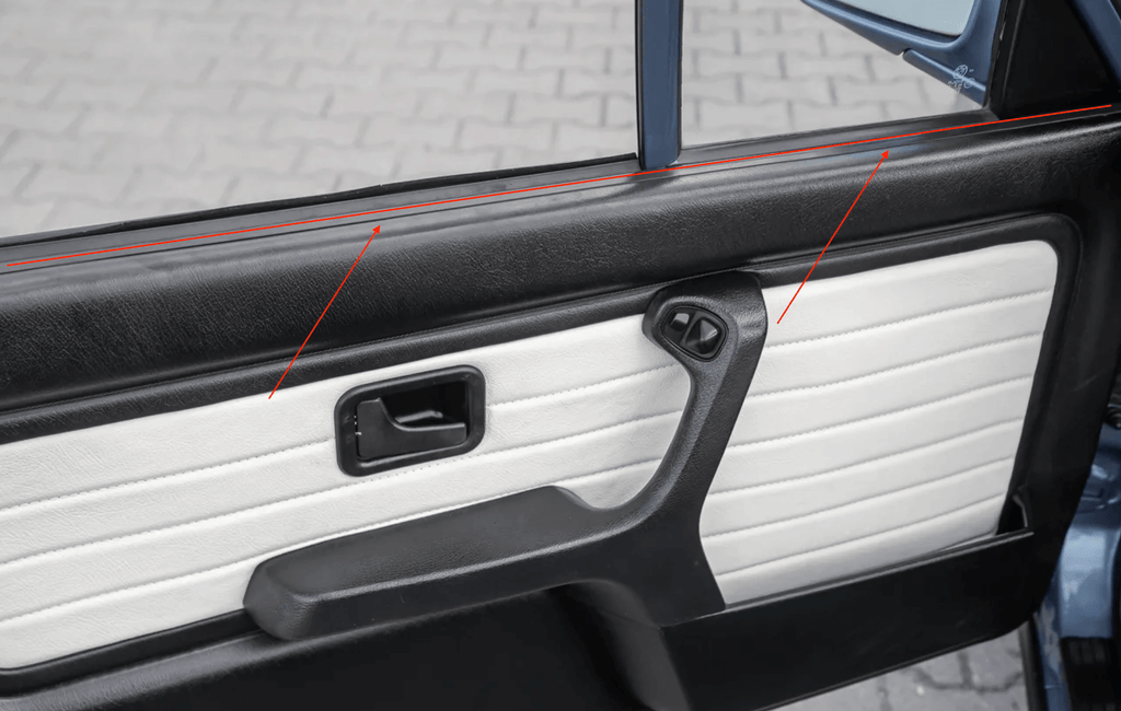 BMW E30 Coupe Front Inner Window Shaft Strip Left or Right (51211953023 / 51211953024) — view 4