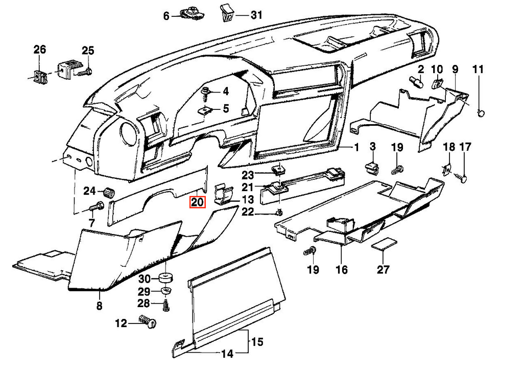 BMW E30 Dashboard Covering LHD or RHD Black (62111370657 / 62111370656) — view 4
