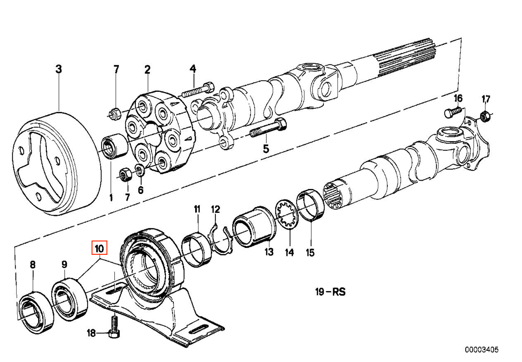 BMW E30 Driveshaft Center Support Bearing with Ball Bearing (26121225152 / 1225152) — view 6