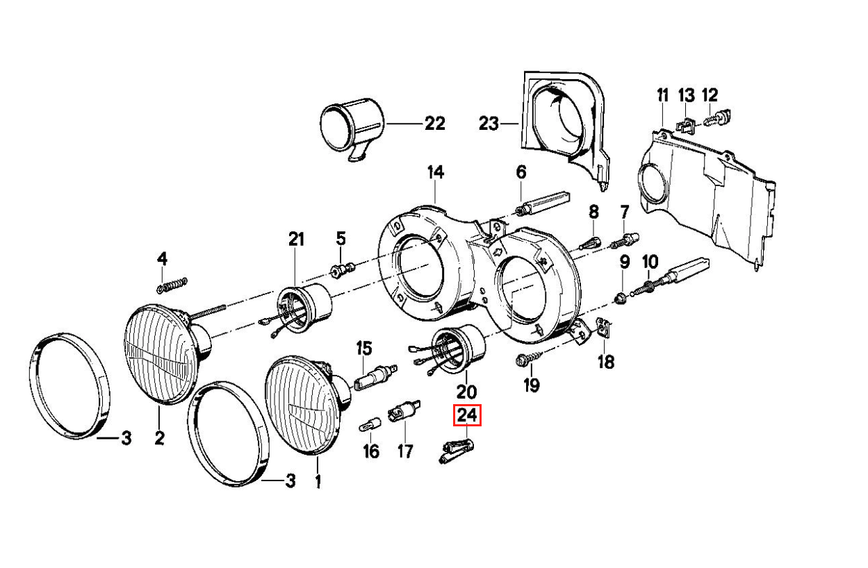 BMW E30 E28 E24 E23 Headlight Intermediate Pieces Set Of 2, 63121370398 — view 3