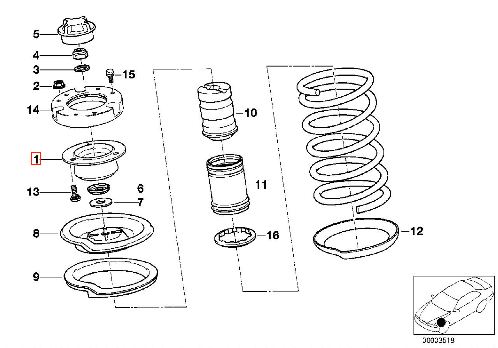 BMW E30 E28 E34 Strut Bearing Front Set of 2 (31331139452) — view 6