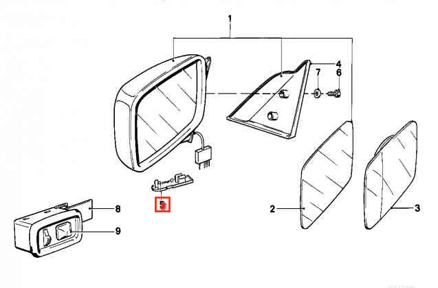 BMW E30 E28 Mirror Exterior Bottom Cover Cap Left Or Right Black 51161937441 / 51161937442 — view 4