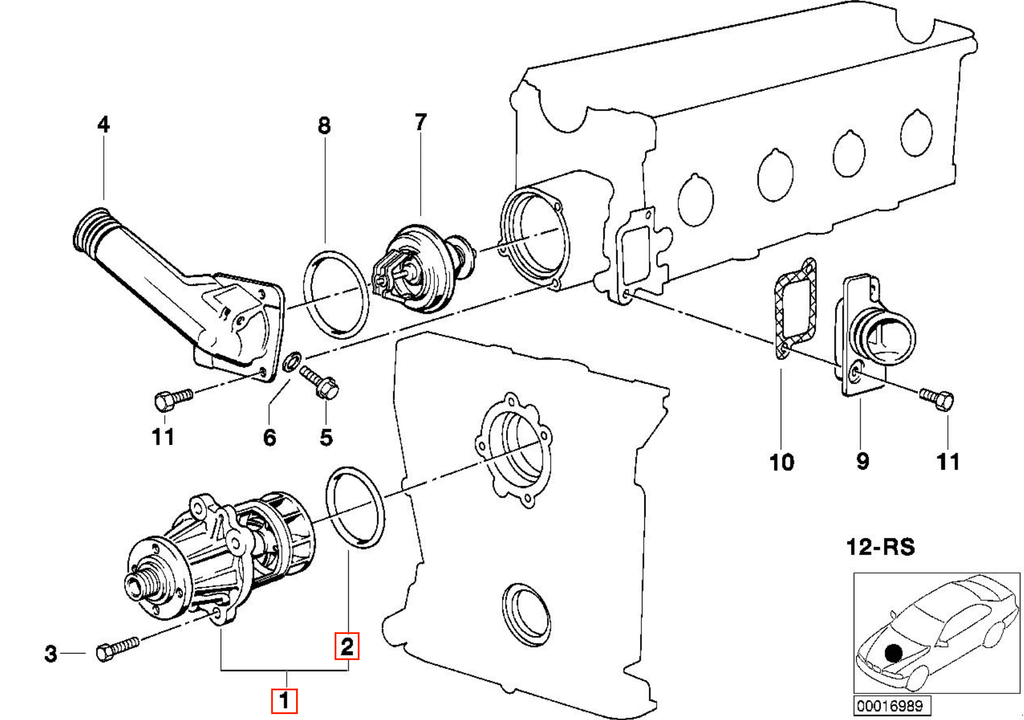 BMW E30 E34 M40 1.6 1.8 Mechanical Water Pump (11511715292 / 11511721337) — view 6