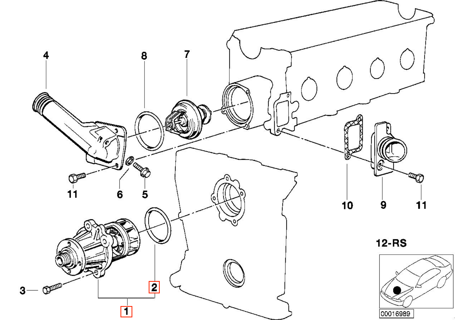 BMW E30 E34 M40 1.6 1.8 Mechanical Water Pump (11511715292 / 11511721337) — view 6