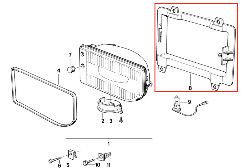 BMW E30 Facelift Fog Light Bracket Black Left Or Right 63171386039 / 63171386040 — view 3