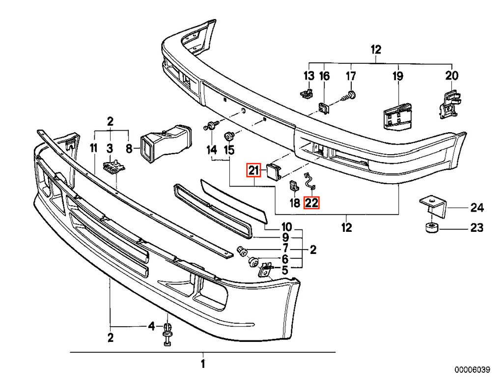 BMW E30 Front Bumper Hardware Cover Primed (51112239708) — view 4