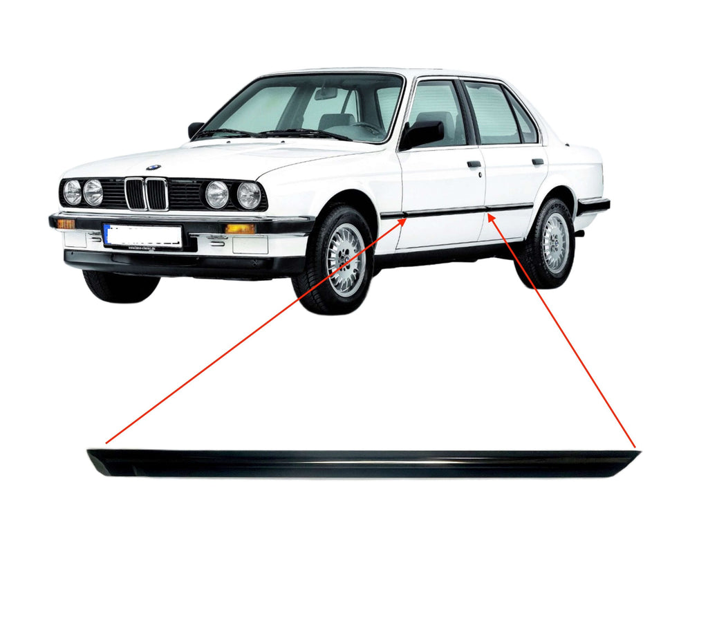 BMW E30 Front Door Trim Moulding Black with Chrome Trim Left or Right