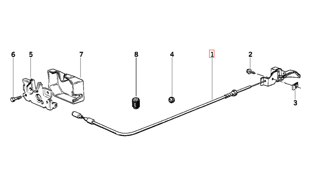 BMW E30 Hood Release Cable (51231884281 / 1884281) — view 6