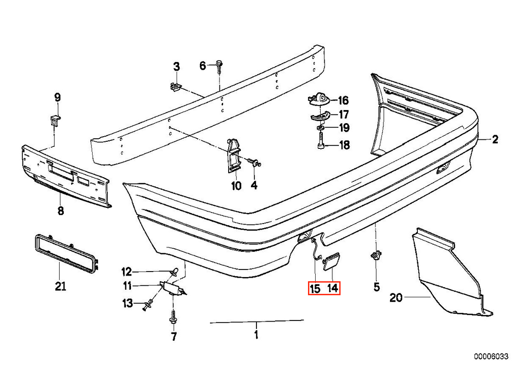 BMW E30 Rear Bumper Tow Hook Eye Cover Primed (51122239897) — view 4