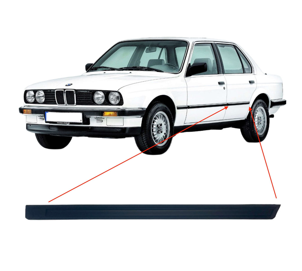 BMW E30 Rear Door Trim Moulding Left Black (51131952895) — view 2