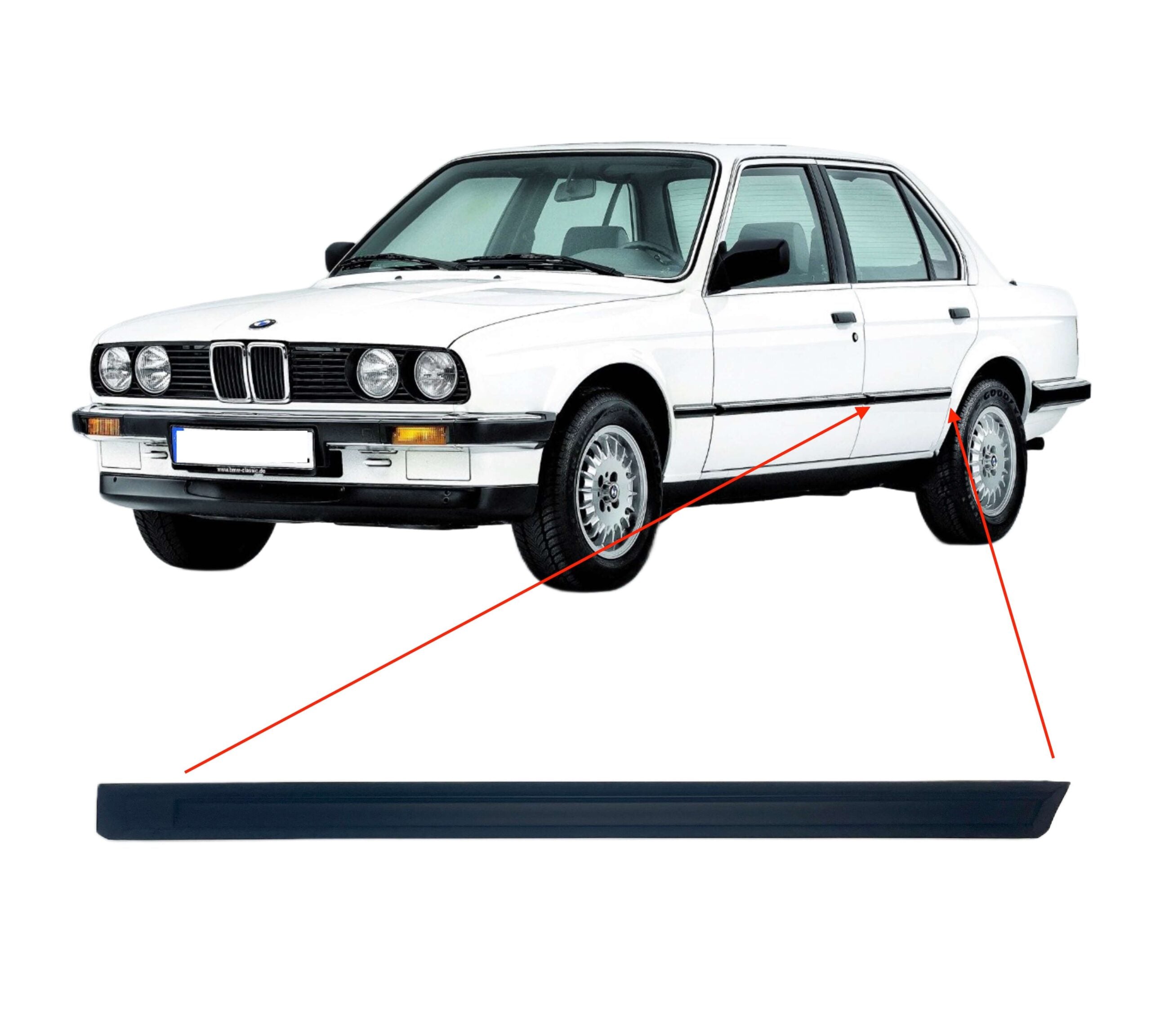 BMW E30 Rear Door Trim Moulding Left Black (51131952895)