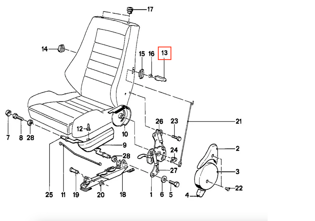 BMW E30 Recaro Seat Backrest Release Lever Black Left Or Right 52101924801 / 52101924802 — view 4