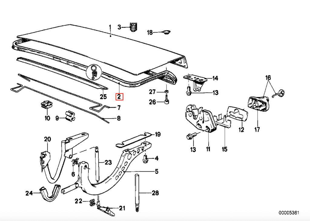 BMW E30 Rubber Trunk Seal Weatherstrip (51711884149) — view 3