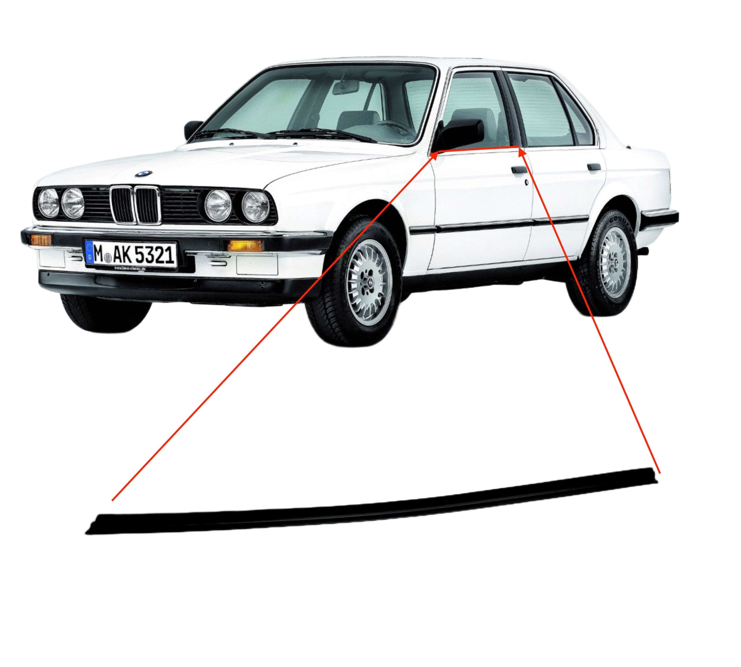 BMW E30 Sedan Door Weather Strip Outer Left or Right (51211913057 / 51211913058)