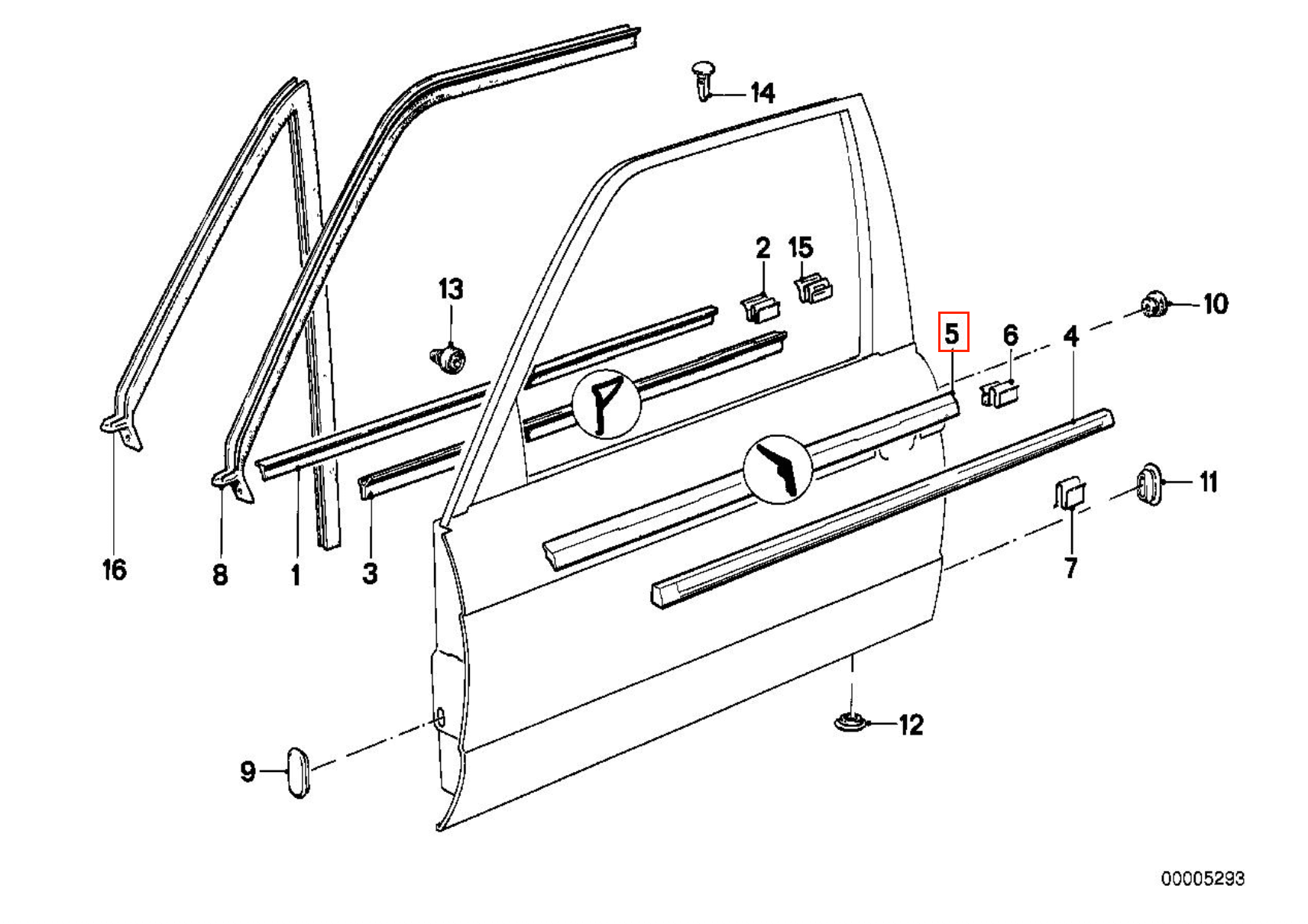 BMW E30 Sedan Door Weather Strip Outer Left or Right (51211913057 / 51211913058) — view 6