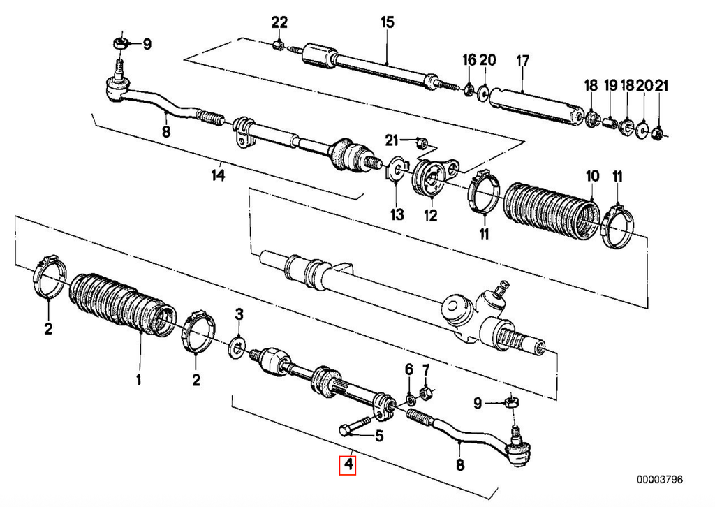 BMW E30 Tie Rod with Tie Rod End Left or Right (32111125186 / 32111126360) — view 3