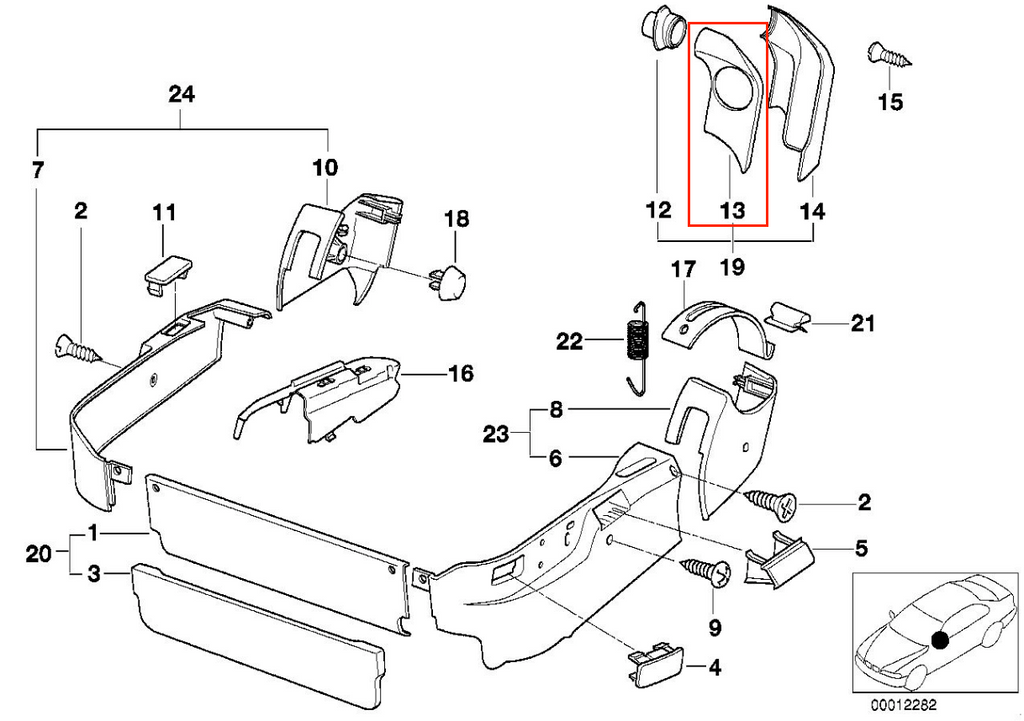 BMW E31 840 850 Seat Bealt Surround Cover Trim Left Or Right All Color 52108162451 / 52108162452 — view 4