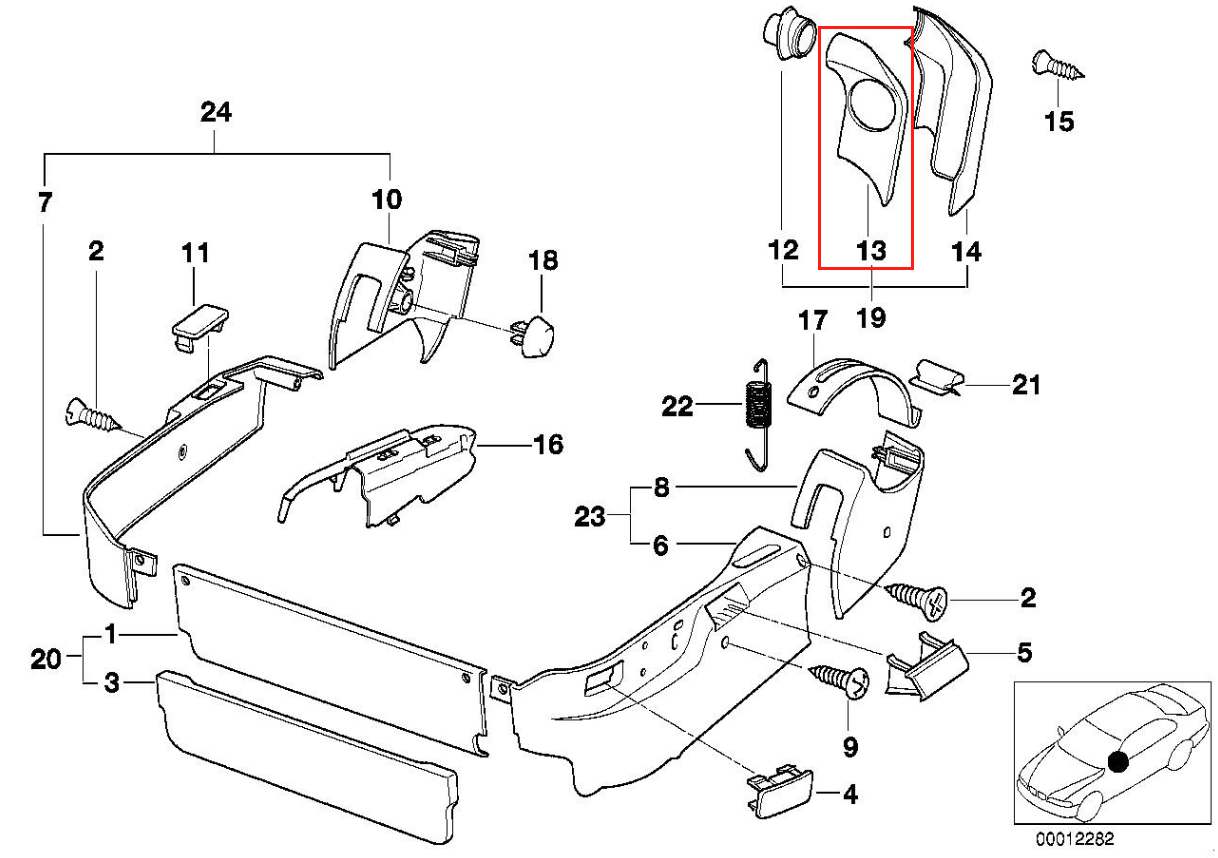 BMW E31 840 850 Seat Bealt Surround Cover Trim Left Or Right All Color 52108162451 / 52108162452 — view 4