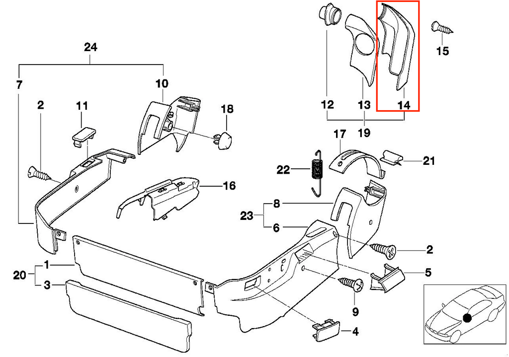 BMW E31 840 850 Seat Belt Surround Rear Cover Trim Left or Right - All Colours - 52108162465 / 52108162466 — view 6