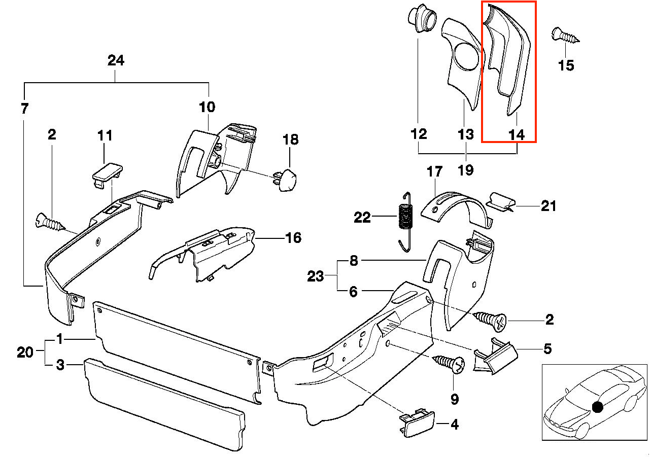 BMW E31 840 850 Seat Belt Surround Rear Cover Trim Left or Right - All Colours - 52108162465 / 52108162466 — view 6