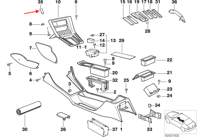 BMW E31 Centre Console Mounting Plate Cover Or Version For Microphone Installations Black 51168124692 — view 5