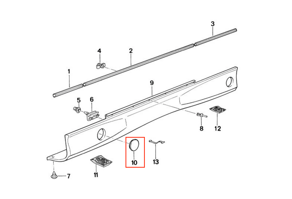 BMW E31 Jacking Point Hole Cover Cap Trim Flap Primed 51718118143 — view 3