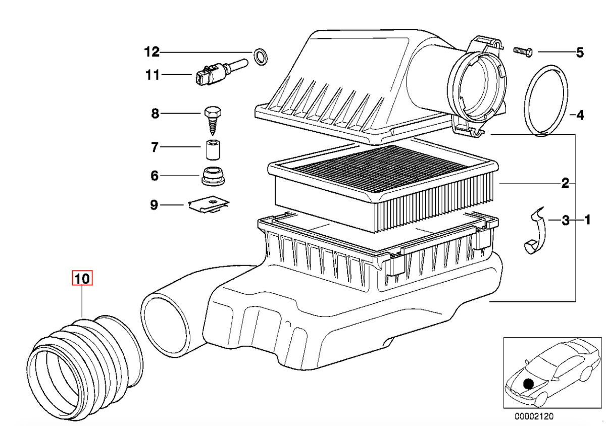 BMW E31 Lower Intake Boot (13711729992) — view 5