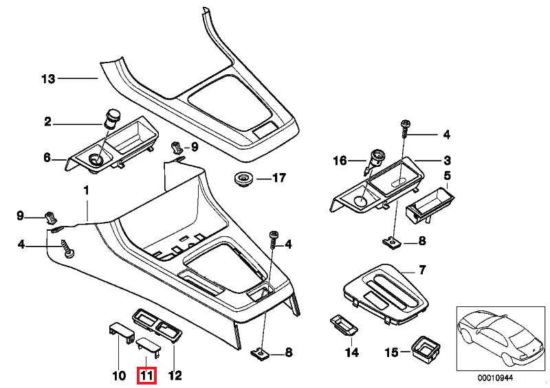 BMW E32 E34 E36 Blank Switch Cover Button Cap Set of 3 Black (51161963979 / 51168193880) — view 5