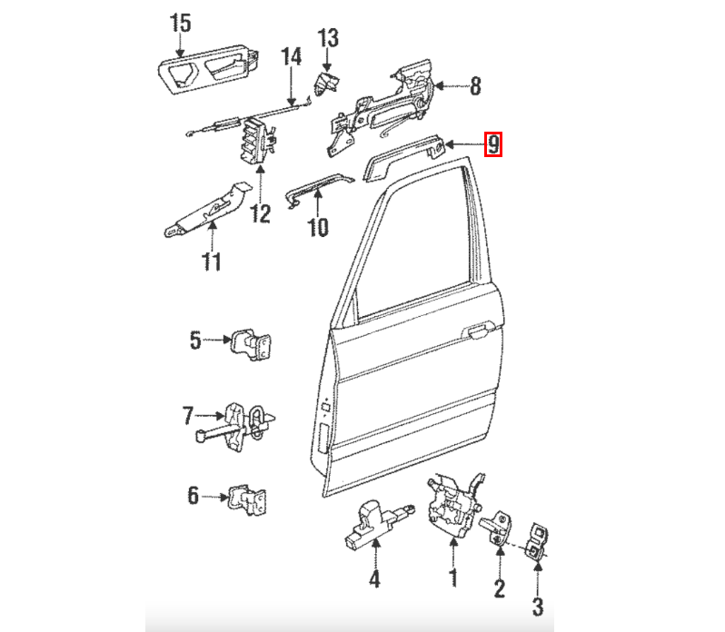 BMW E32 E34 E36 Exterior Door Handle Trim Cover Left or Right Black (51211938286) — view 4