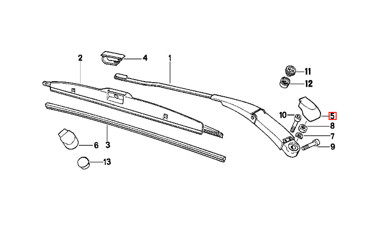 BMW E32 E34 Rear Wiper Arm Covering Cap Black (61611379514) — view 4