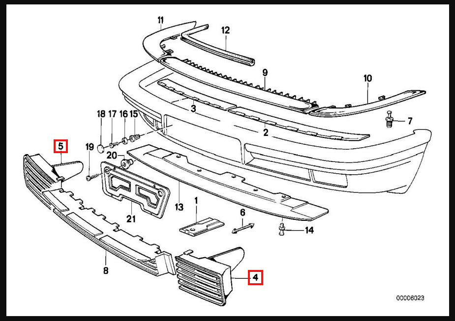BMW E32 Front Bumper Lower Cover Trim Black Left or Right (51111974441 / 51111974442) — view 4