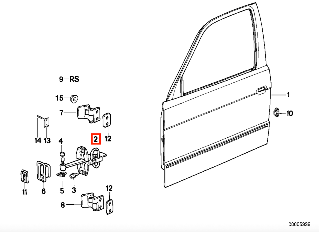 BMW E32 Front Door Stop Check Strap (51218155698) — view 3