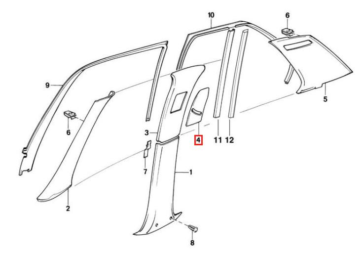 BMW E32 Seat Belt Slider and Covering Left or Right All Colours (51431948933 / 51431948934) — view 4