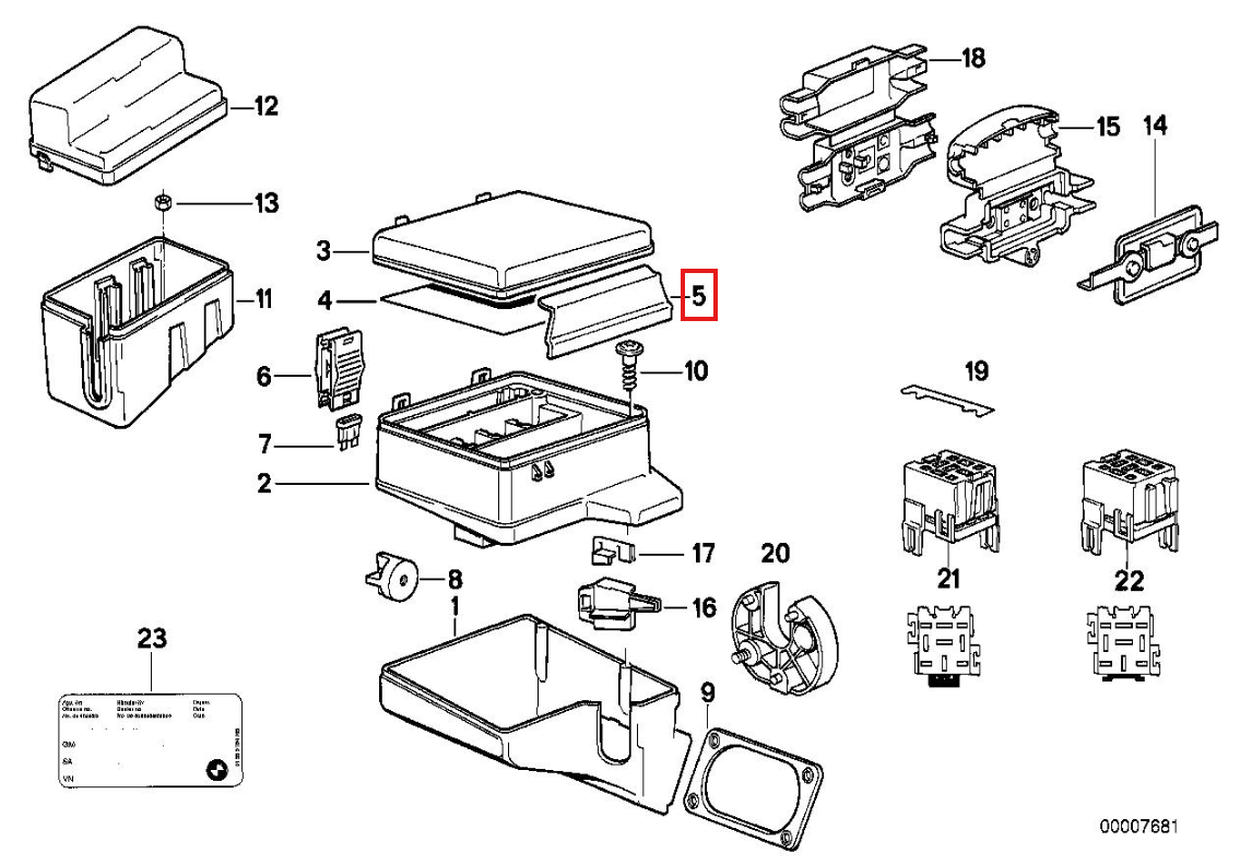 BMW E34 M5 Fuse Box Lock Black (61131379502) — view 6