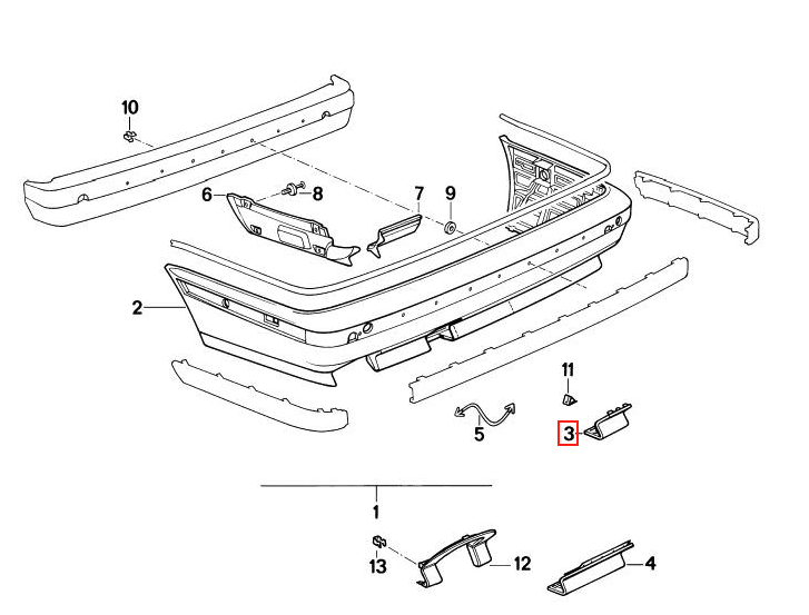 BMW E34 Rear Bumper Cover Primed (51122231633) — view 4