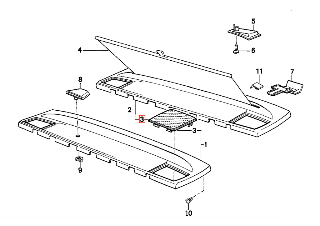 BMW E34 Rear Trunk Shelf Speaker Cover Left or Right All Colours (51461946083 / 51461946084) — view 4