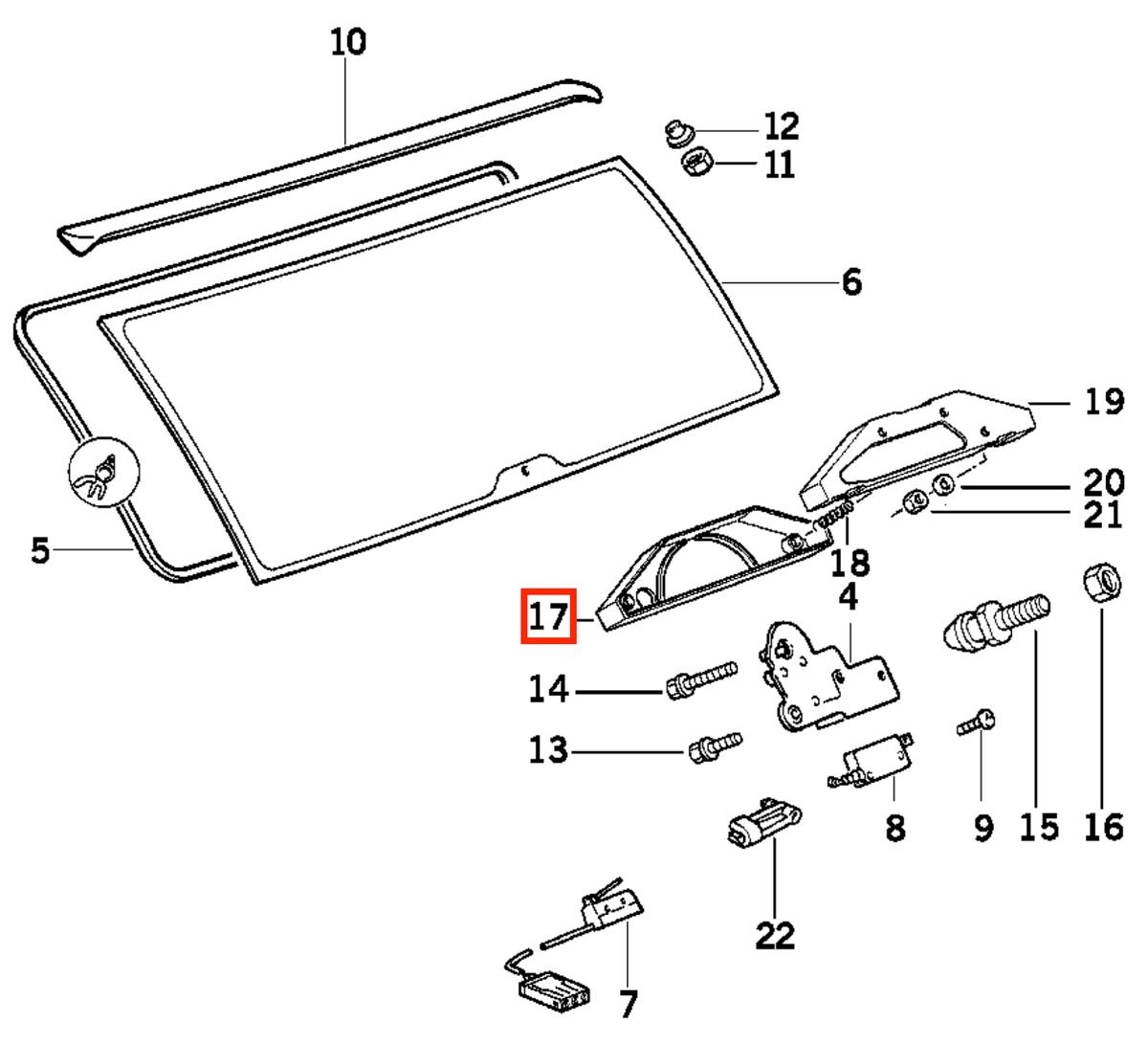 BMW E34 Touring Rear Wiper Motor Cover Trim Black (51318149256) — view 4