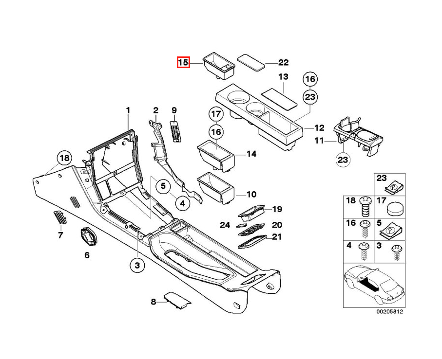 BMW E36 Centre Console Ashtray Insert Storage Trim Black (51168144795 / 51168398474) — view 4