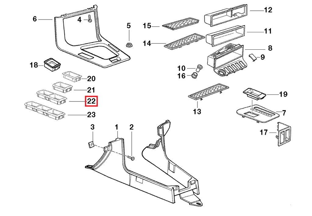 BMW E36 Centre Console Double Switch Button Trim Frame Bezel Black (61311387998) — view 5