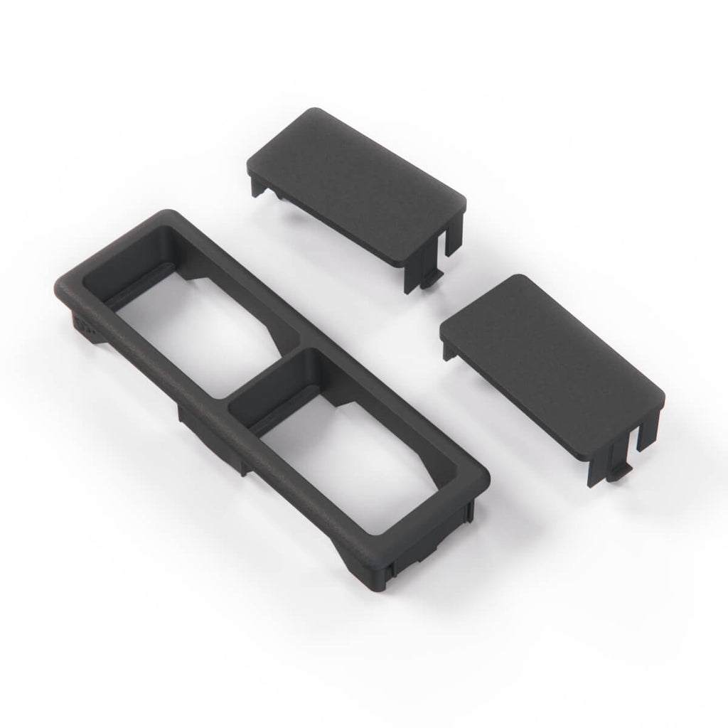 BMW E36 Centre Console Double Switch Button Trim Frame with Blank Covers Complete Set Black (61311387998)