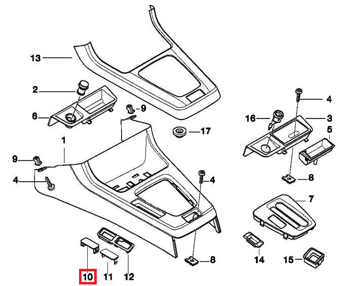 BMW E36 Compact Switch Button Trim Cover Blank Plate Black (51168193881) — view 5
