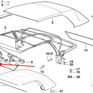BMW E36 Convertible Roof Cover Handle 54348206397 — view 4