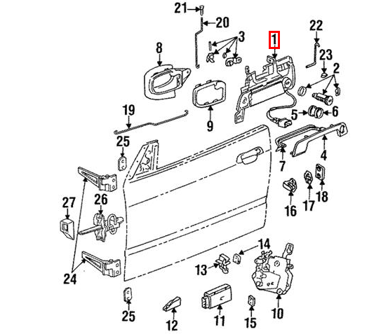 BMW E36 Front Door Handle Mechanism Left or Right Black (51218199916 / 51218199917) — view 4
